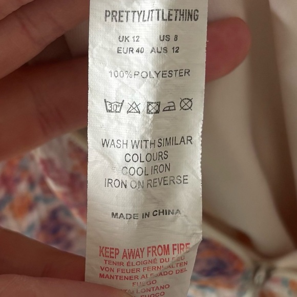 Pretty Little Thing Maternity Pink Floral Plisse Mini Dress Long Sleeve Fitted - Picture 13 of 14